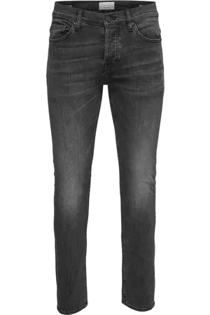 Only & Sons Jeans, Heren, Zwart, W34 L32, Katoen, Slim fit jeans Met zwarte wassing loom