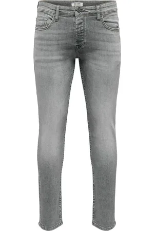 Only & Sons Jeans, Heren, Grijs, W34 L30, Katoen, Skinny jeans
