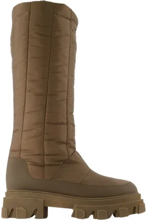 Gia Borghini Schoenen, Dames, Groen, 37 EU, Katoen, Tall Puffer Boots in Khaki Poly