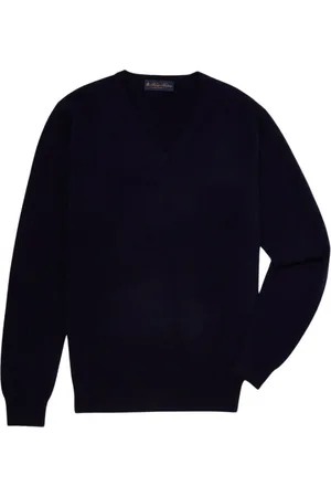 Brooks Brothers Truien, Heren, Blauw, M, Cashmere V-hals trui