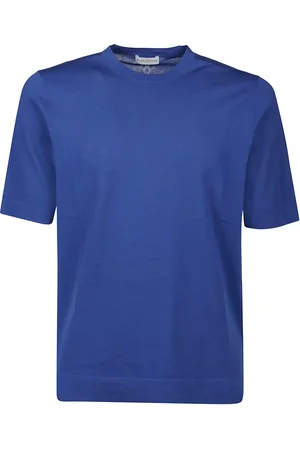 BALLANTYNE Tops, Heren, Blauw, L, Katoen, T-shirt vlakte