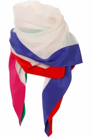Saint Laurent Pre-owned, Dames, Wit, ONE Size, Pre-owned Vintage square scarf with colored edges