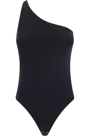 Alexander McQueen Tops, Dames, Zwart, M, Open-Back One Shoulder Bodysuit