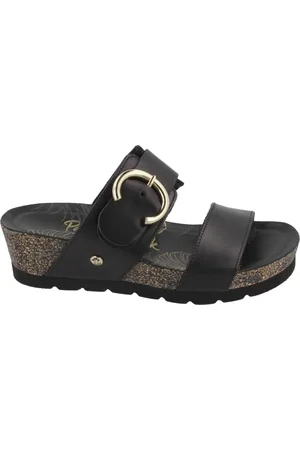 Panama Jack Schoenen, Dames, Zwart, 37 EU, Leer, Platte sandalen miinto-df 7fc 8e 335f 0d 23bab 25