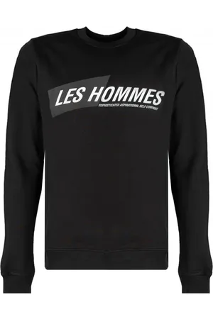 Les Hommes Sweatshirts & Hoodies, Heren, Zwart, L, Katoen, Sweatshirt