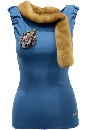 Dsquared2 Tops, Dames, Blauw, S, Mouwloze Blouse