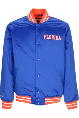 Mitchell & Ness Jassen, Heren, Blauw, S, Satijn, Bomberjacks