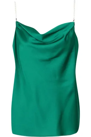 SIMONA CORSELLINI Tops, Dames, Groen, S, Satijn, Mouwloze tops