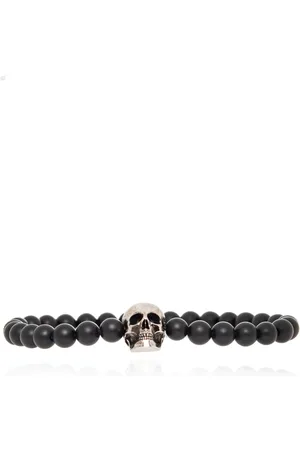 Alexander McQueen Accessoires, Heren, Zwart, ONE Size, Obsidiaanarmband