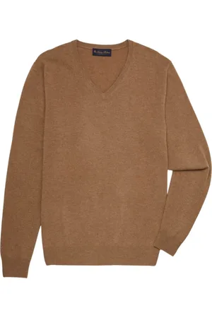 Brooks Brothers Truien, Heren, Bruin, M, Kasjmier, Cashmere V-hals trui