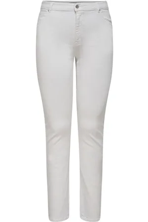 ONLY Jeans, Dames, Wit, 5XL L32, Katoen, Carmakoma Carlaola HW Slim JNS Azg 270 Dnmnoo: WIT | Freewear humor