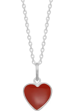 Frk Lisberg Accessoires, Dames, Grijs, S, Aya ketting rood zilver