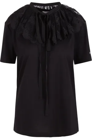 Patou Blouses & Shirts, Dames, Zwart, M, Katoen, Kanten details crewneck katoenen top