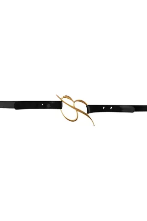 BLUMARINE Accessoires, Dames, Zwart, M, Leer, B -logo -Riem