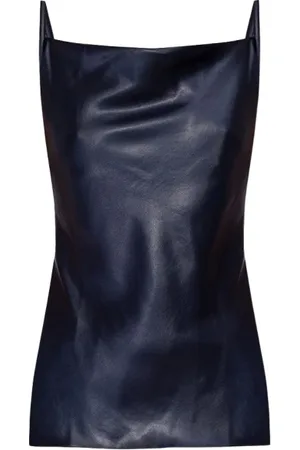 Nanushka Tops, Dames, Blauw, S, Satijn, Goed tanktop