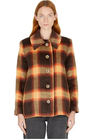Rodebjer Mantels, Dames, Bruin, L, Wol, Nomad Plaid Jas