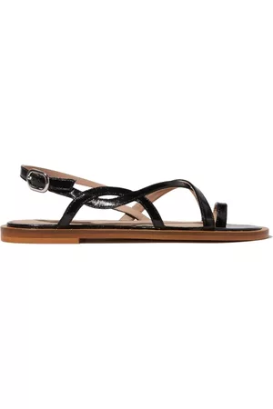 Scarosso Schoenen, Dames, Zwart, 37 1/2 EU, Leer, Carol Patent Sandalen
