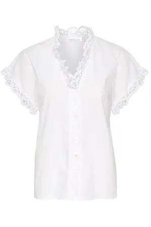 Karen by Simonsen Blouses & Shirts, Dames, Wit, S, Katoen, Caliopekb Blouse 10103864