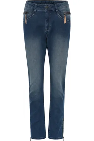 C.ro Broeken, Dames, Blauw, S, Katoen, Slim-fit broek