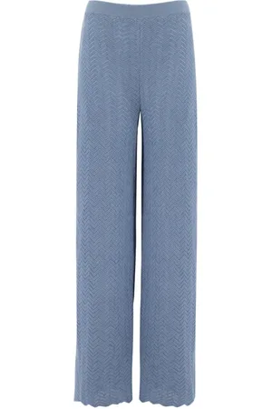 FEDELI Broeken, Dames, Blauw, L, Katoen, Rechte Broek