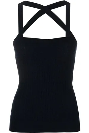 Patou Tops, Dames, Zwart, M, Wol, Mouwloze tops