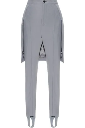 UNDERCOVER Broeken, Dames, Grijs, M, Wol, Broek met decoratief paneel