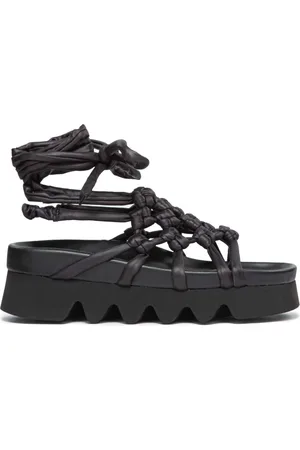 Patrizia Bonfanti Schoenen, Dames, Zwart, 38 EU, Leer, Platte sandalen