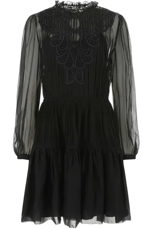 Alberta Ferretti Kleedjes, Dames, Zwart, S, Chiffon, Zwarte chiffon mini -jurk