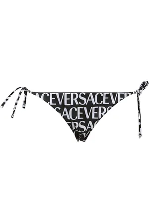 VERSACE Badkleding, Dames, Zwart, S, Polyester, Gedrukte polyester mengsel Bikini Bottom