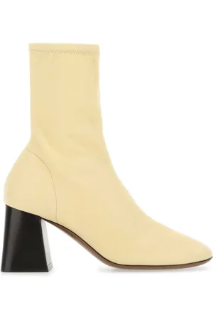 Neous Schoenen, Dames, Geel, 36 EU, Leer, Crème lederen lepus enkellaarzen