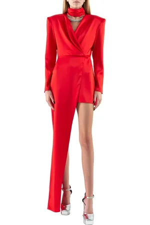 DAVID KOMA Kleedjes, Dames, Rood, S, Satijn, Gowns