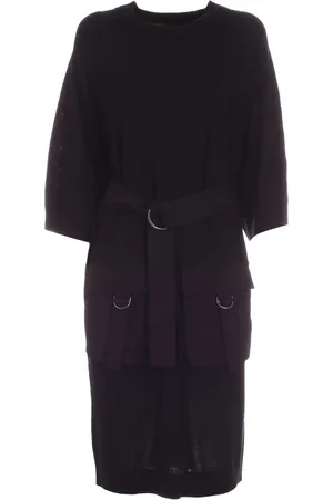 DKNY Kleedjes, Dames, Zwart, M, Katoen, SLV -jurk met riem
