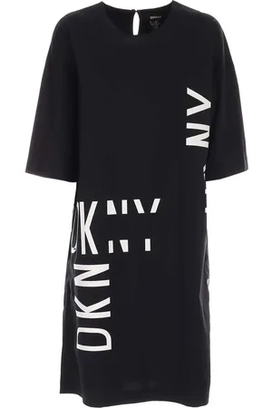 DKNY Kleedjes, Dames, Zwart, S, Katoen, Midi Kleedjes
