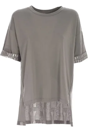 DKNY Tops, Dames, Grijs, L, Katoen, T-Shirts