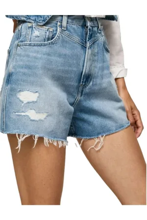 Pepe Jeans Korte broeken, Dames, Blauw, W32, Denim, Denim Shorts