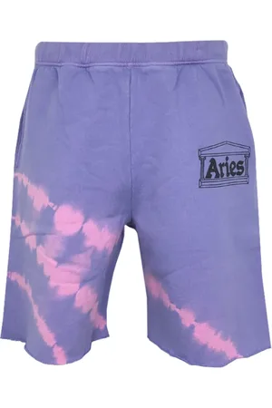 ARIES Korte broeken, Heren, Roze, XL, Katoen, Tie Dye Temple Sweatshorts