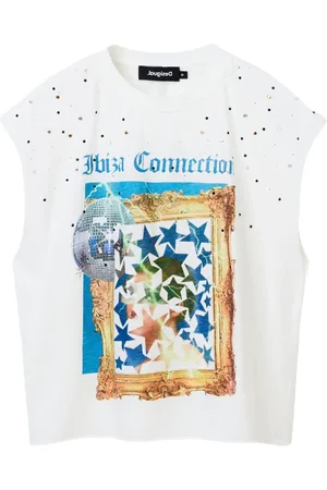Desigual Tops, Dames, Wit, XL, Katoen, Short Sleeve Shirts