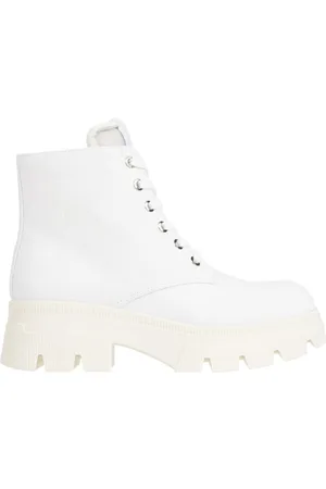 Calvin Klein Schoenen, Dames, Wit, 39 EU, Katoen, Enkellaarsjes