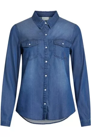 VILA Dames Denim Blouses - Denim blouses - Blauw - Dames