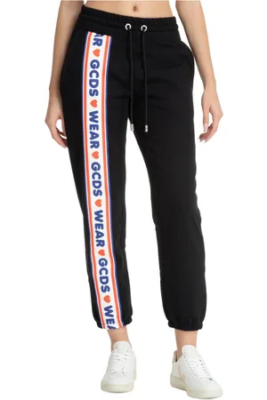 GCDS Broeken, Dames, Zwart, S, Katoen, Cute Tape Logo Trainingsbroeken