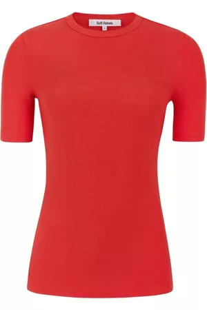 Soft Rebels Dames Korte mouw - T-shirts - Rood - Dames