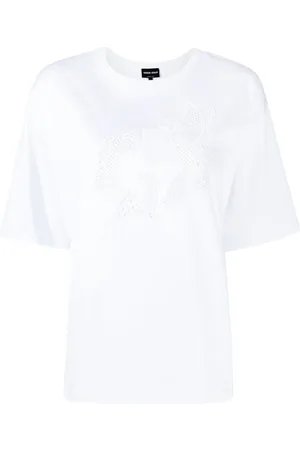 Giorgio Armani Tops, Dames, Wit, S, Katoen, T-Shirts