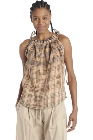JEJIA Tops, Dames, Bruin, S, Linnen, Sleeveless Tops