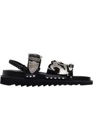 TOGA PULLA Schoenen, Dames, Zwart, 39 EU, Leer, Flat Sandalen