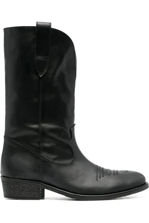 Via Roma Schoenen, Dames, Zwart, 37 EU, Leer, High Boots