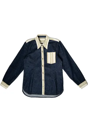 WALES BONNER Overhemden, Heren, Blauw, M, Denim, Miles denim Overhemd