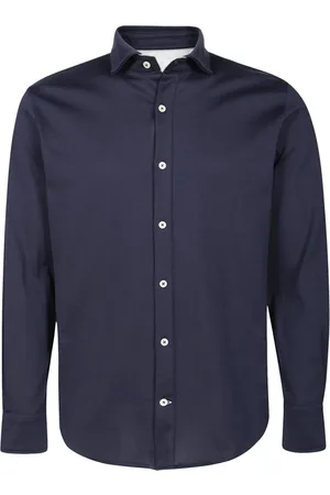 ELEVENTY Overhemden, Heren, Blauw, S, Katoen, Casual overhemd