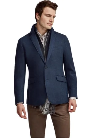 Hackett Jassen, Heren, Blauw, S, Wol, Moleskin Bib Herringband Blazerjas