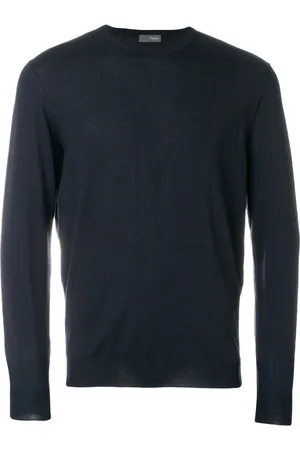 DRUMOHR Truien, Heren, Blauw, M, Wol, Round-neck Truien