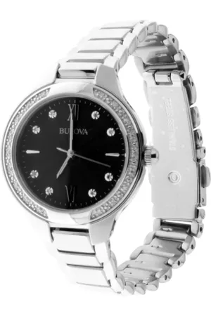 BULOVA Accessoires, Dames, Grijs, ONE Size, 96R207 Black Diamonds Dial Horloge